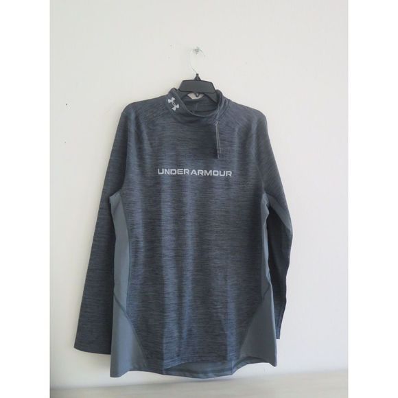Under Armour 1366069 Men Sz XL Heather Grey ColdGear Fitted Twist Mock Neck Top - Picture 3 of 5